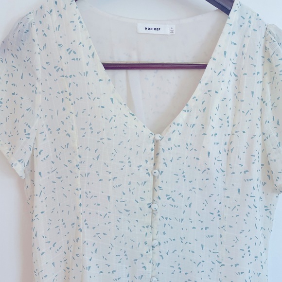 Cream Midi Dress with Teal Speckles - Picture 3 of 4